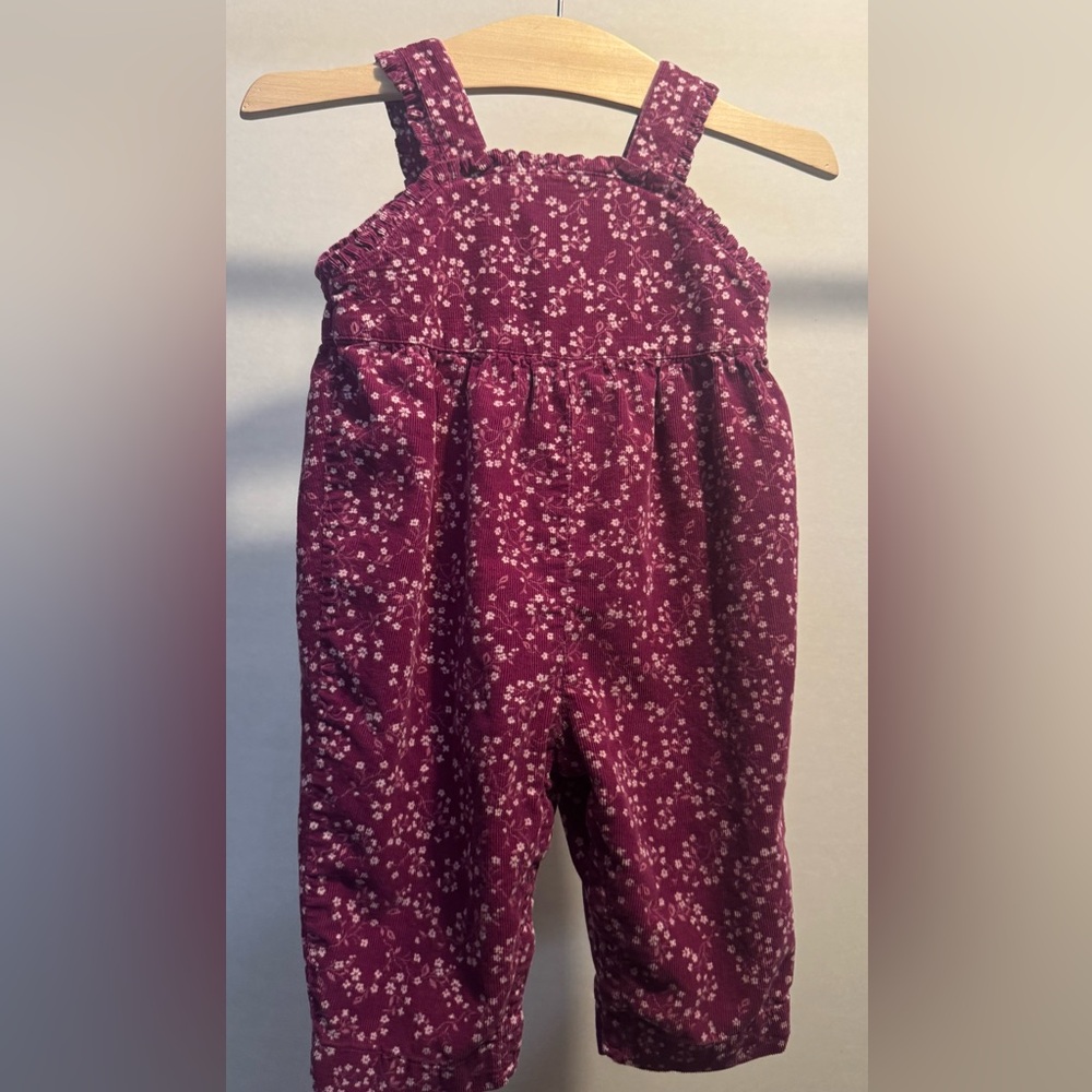 1999 Gymboree Purple Floral cord overalls
